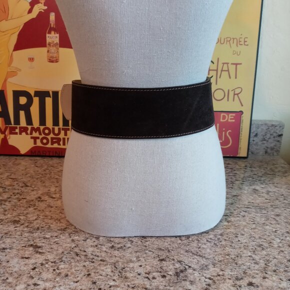 Banana Republic Wide Dark Chocolate Suede Leather Belt - Made in Italy - Picture 2 of 16
